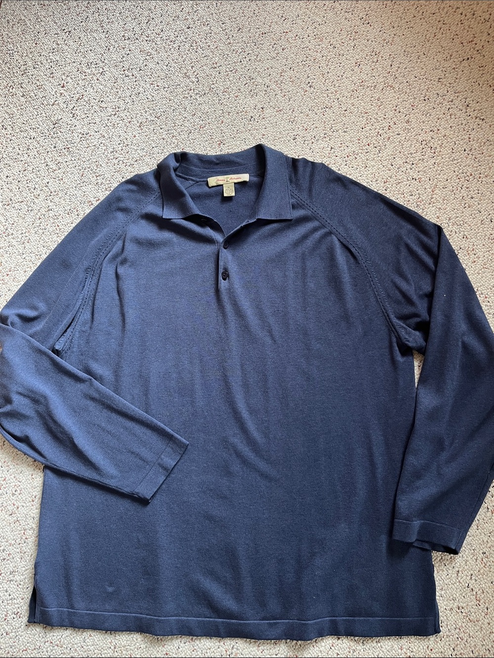 Tommy Bahama 55 percent silk  Navy Long Sleeve Polo Knit